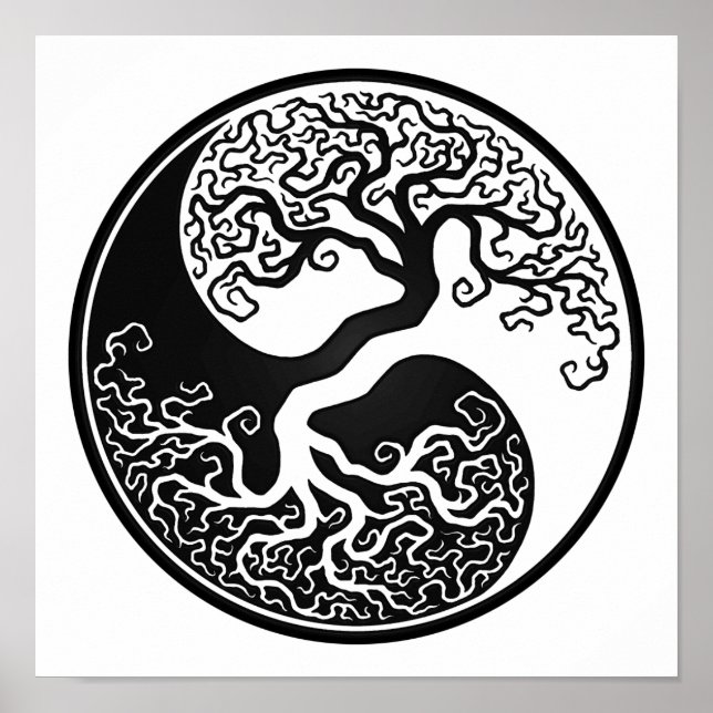 Customizable Black Tree of Life Yin Yang Poster (Front)