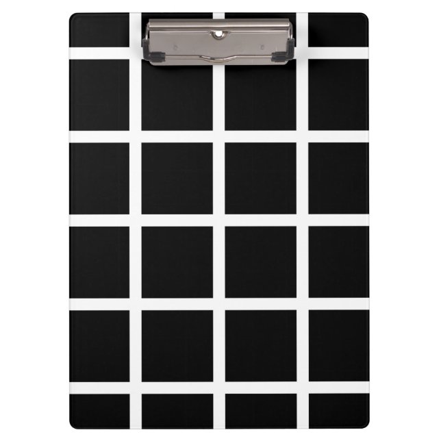 Customizable Black & White Check Pattern Clipboard (Front)