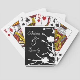 Customizable black white floral playing cards