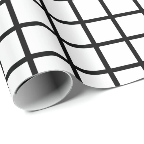 Customizable Black  White Grid Pattern Gift Wrap