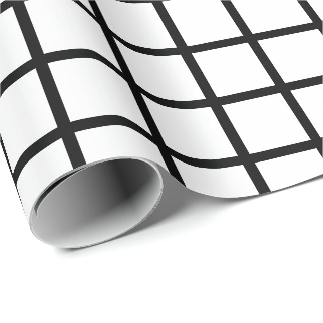 Customizable Black & White Grid Pattern Gift Wrap (Roll Corner)