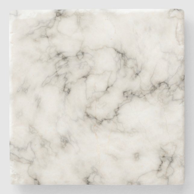 Customizable Black White Marble Stone Finish Coaster (Front)