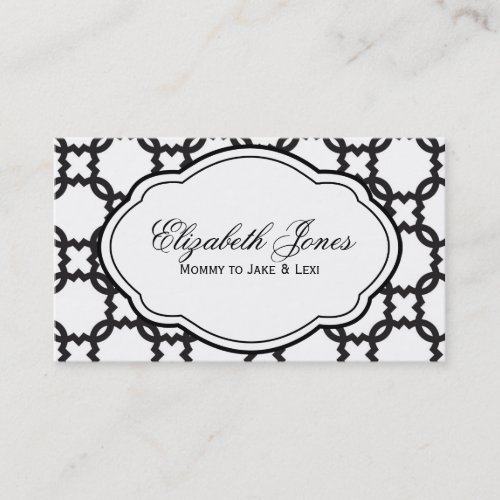 Customizable Black &amp; White Mommy Calling Card Business Card Template