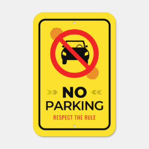 Customizable Black & White No Parking Sign Durab