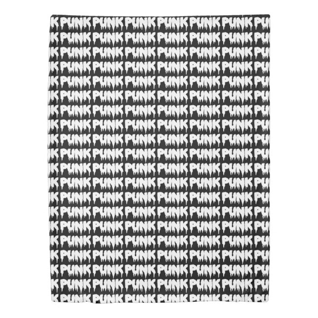 Customizable Black & White Punk Drip Font Duvet Cover (Front)