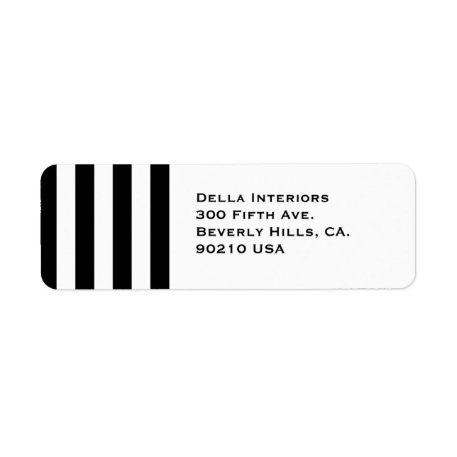 Customizable Black & White Return Address Label (Front)