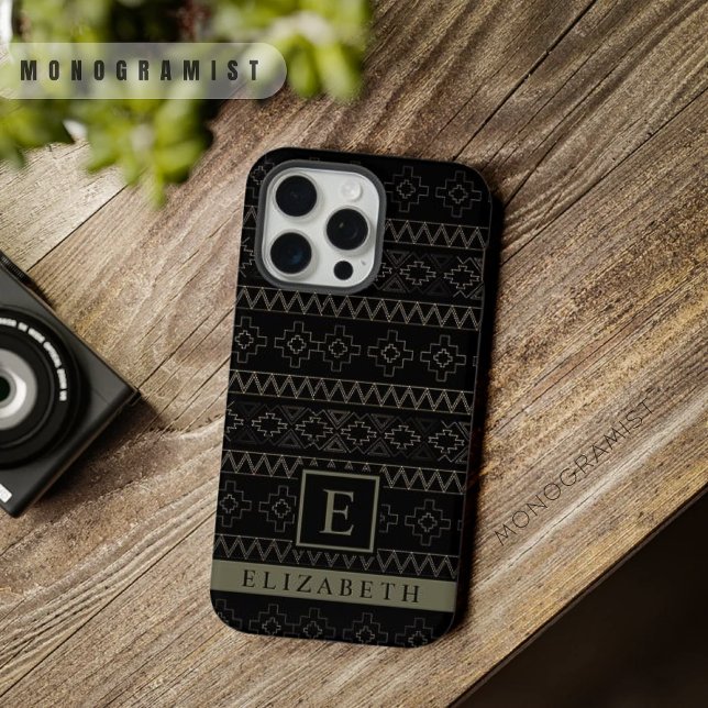 Customizable Black White Silver Gold  Grey Aztec iPhone Case (Customizable Black White Silver Gold Grey Aztec iPhone Case)