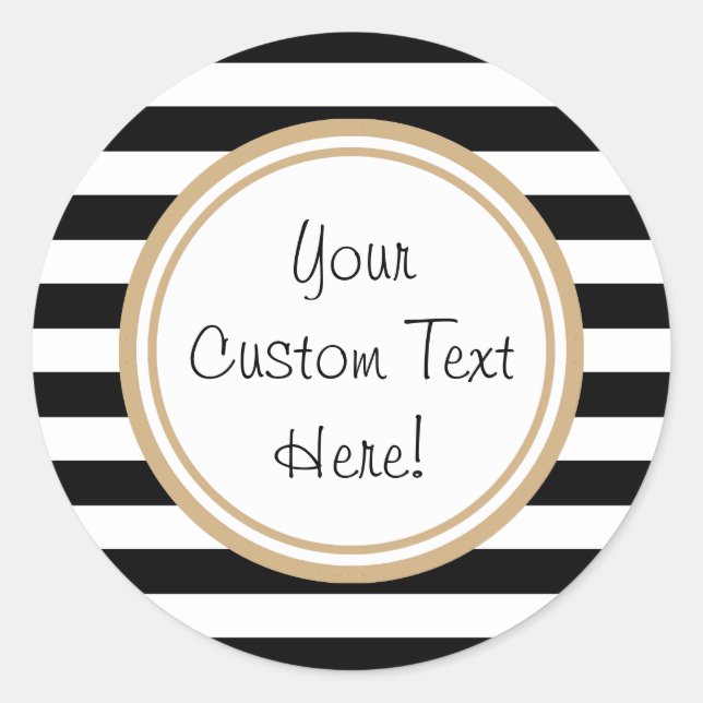 Customizable Black & White Striped Border Stickers (Front)