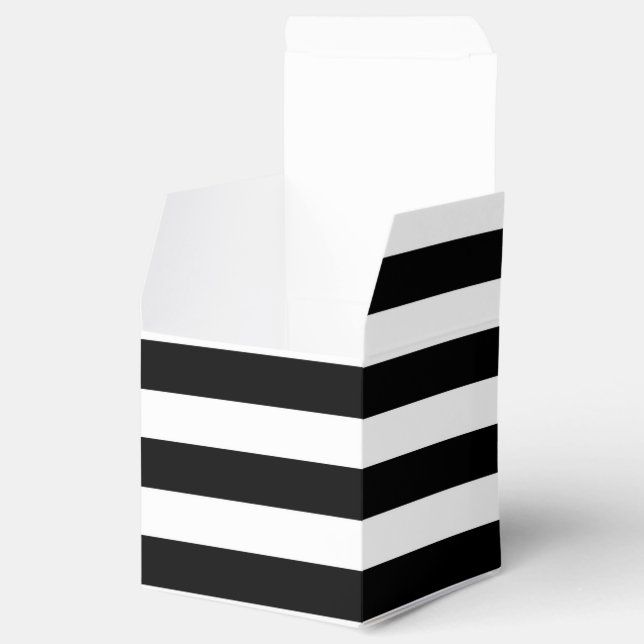 Customizable Black & White Striped Favor Box (Opened)