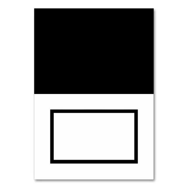 Customizable Black & White Tented Name Place Card (Front)