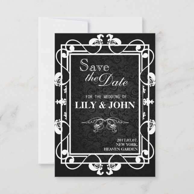Customizable Black&White Wedding Save The Date (Front)