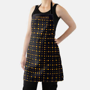 Customizable Black Yellow Orange Color Checkered Apron