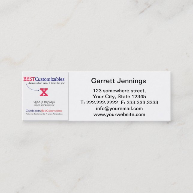 Customizable Blank Gift Template Mini Business Card (Front)