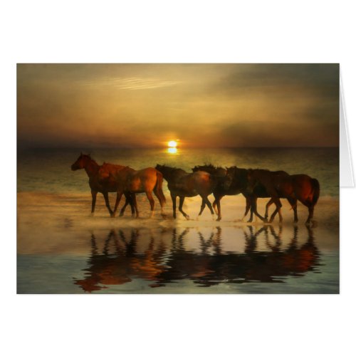 Customizable Blank Horses on the Beach Card