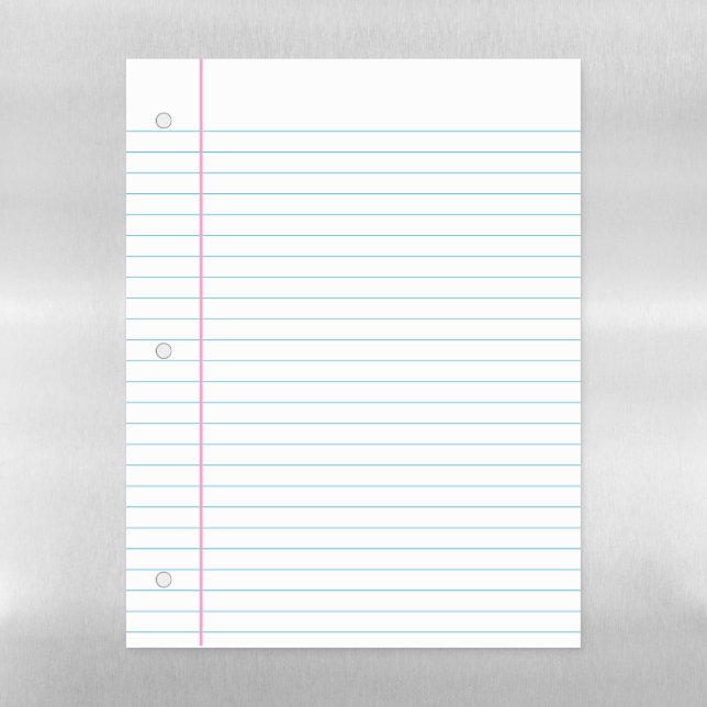 Customizable Blank Lined Piece of Notebook Paper Magnetic Dry Erase Sheet (Vertical)