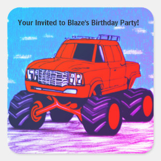 Customizable Blazing Fury: The Red Monster Truck Square Sticker