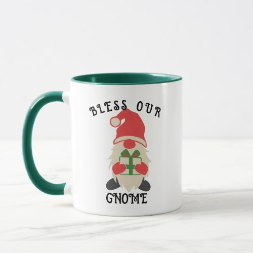 Customizable Bless Our Gnome Christmas Gift Mug