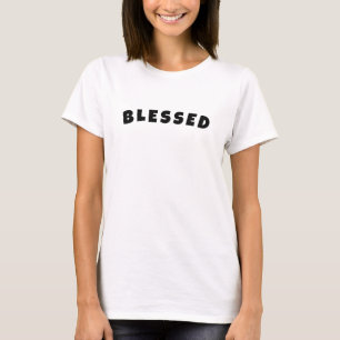Customizable "Blessed" Letter Print Faith T-Shirt
