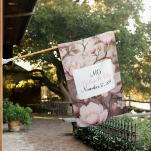Customizable Blooming Blossoms Wedding Gift House Flag