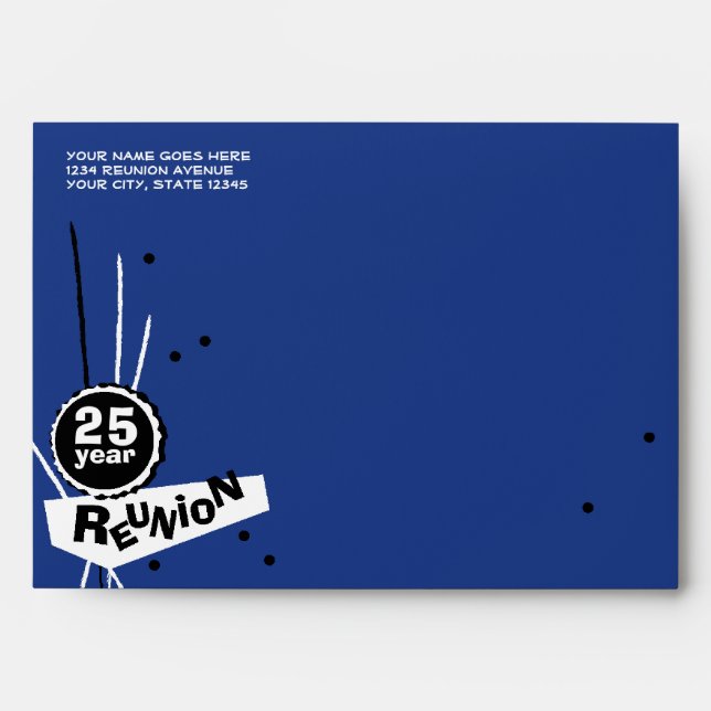Customizable Blue 25 Year Class Reunion Envelope (Front)