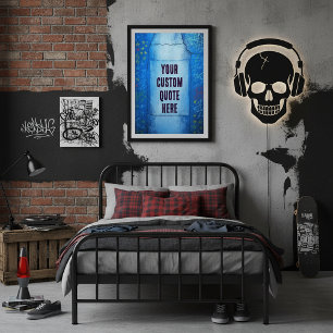 Customizable Blue Abstract Street Art Texture Poster