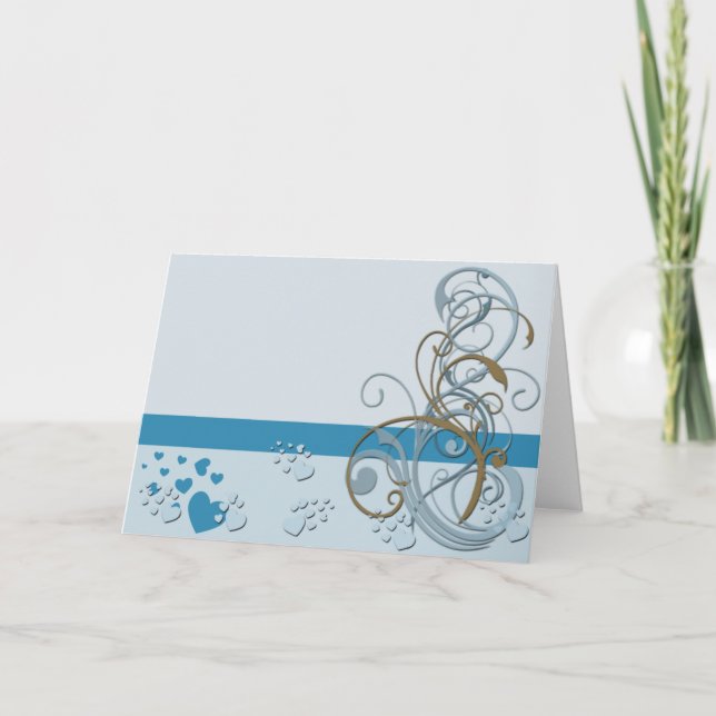 Customizable Blue and Bronze Notecard (Front)