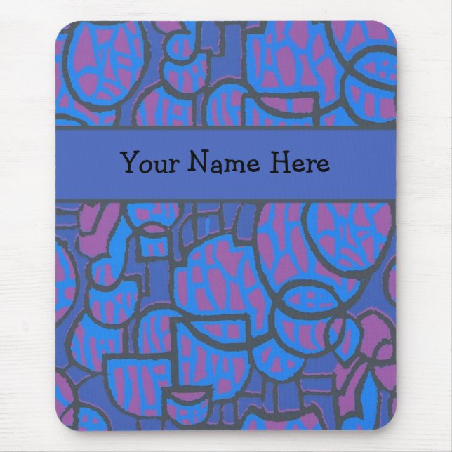 Customizable Blue and Magenta Abstract  Mousepad (Front)