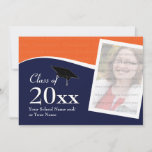 Customizable Blue And Orange Graduation Invitation at Zazzle