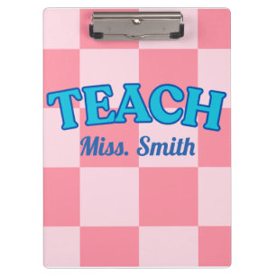 Customizable Blue and Pink Teacher Clipboards