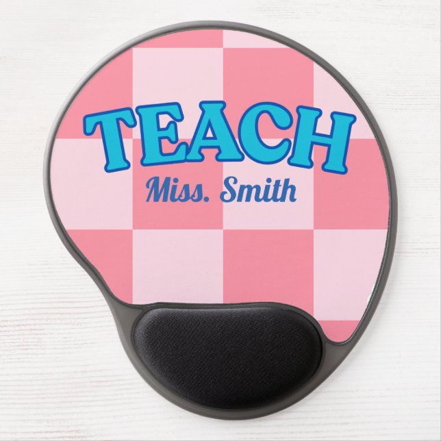 Customizable Blue and Pink Teacher Clipboards Gel Mouse Pad (Front)