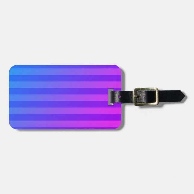 Customizable Blue and Purple Stripes Luggage Tag (Front Horizontal)