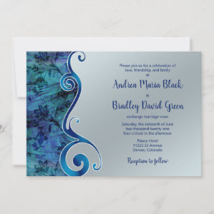 Customizable Blue and Silver Wedding Invitation