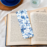 Customizable Blue and White Pagoda Chinoiserie Bookmarks<br><div class="desc">Classic and always stylish and clean vintage-inspired blue Chinoiserie pagodas,  stylized scrolls and fantasy landscape vignettes on white background. Optional custom label with two editable text fields for your name and/or monogram.</div>