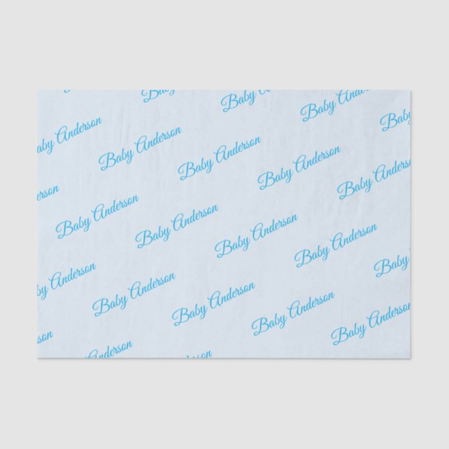 Customizable Blue Baby Shower Tissue Paper (Front)