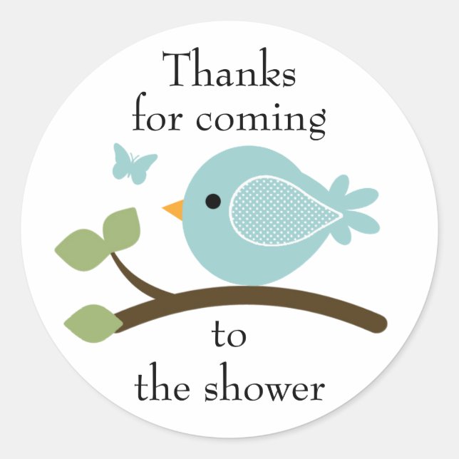 Customizable blue bird round sticker (Front)