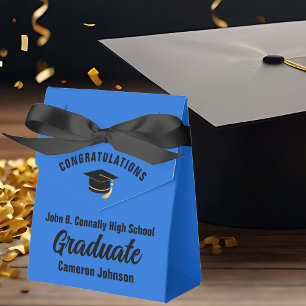 Customizable Blue Black Graduation Party Favor Boxes