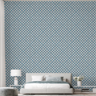 Customizable Blue Black White Geometric Quatrefoil Wallpaper