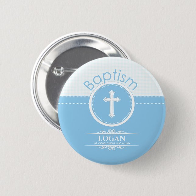 Customizable, Blue Boy Child of God Baptism Button (Front & Back)