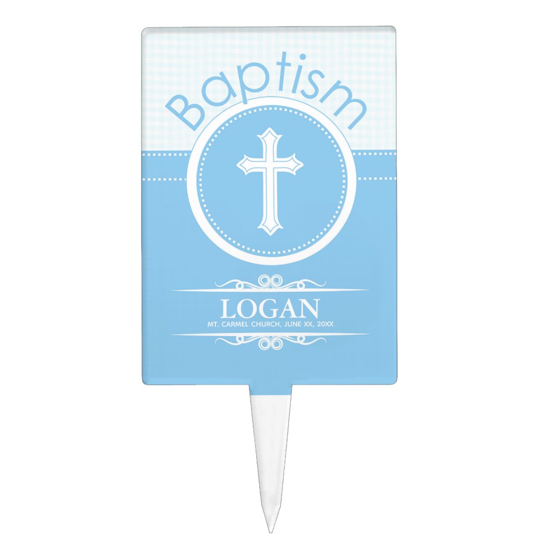 Customizable, Blue Boy Child of God Baptism Cake Topper Zazzle