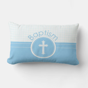 Customizable, Blue Boy Child of God Baptism Lumbar Pillow
