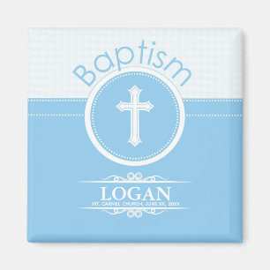 Customizable, Blue Boy Child of God Baptism Magnet