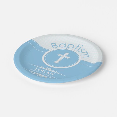 Customizable Blue Boy Child of God Baptism Paper Plates