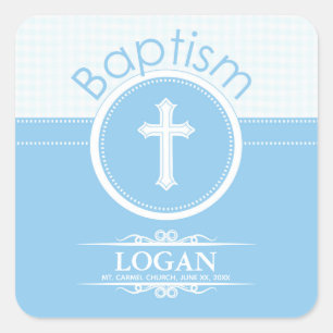 Customizable, Blue Boy Child of God Baptism Square Sticker