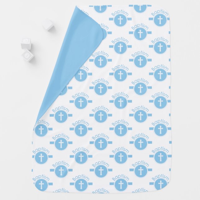 Customizable, Blue Boy Child of God Baptism Swaddle Blanket (In Situ)