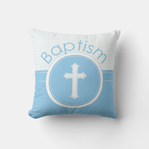 Customizable, Blue Boy Child of God Baptism Throw Pillow
