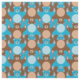 Customizable Blue Brown Teddy Bear Tesselation F Fabric