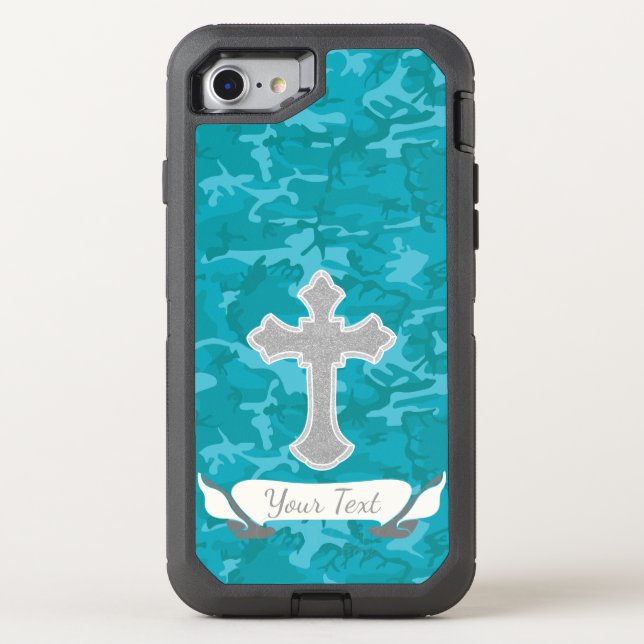 Customizable - Blue Camo with Cross Otterbox iPhone Case (Back)