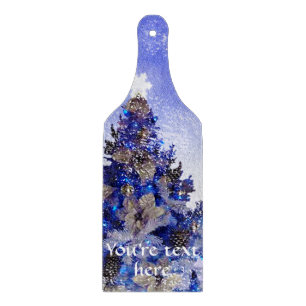 Customizable Blue christmas tree Cutting Board