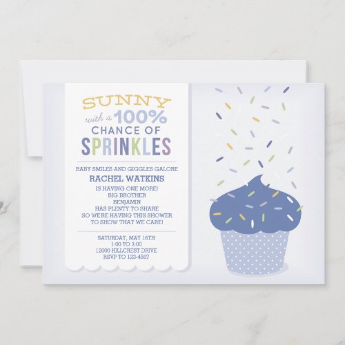 Customizable Blue Cupcake Sprinkle Invitation