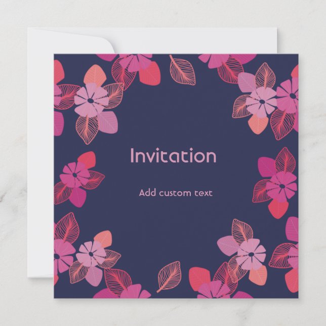 customizable blue cute floral elegant invitation (Front)